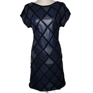 Catherine Malandrino RARE Lamb Leather Black & Navy Dress - Size 4